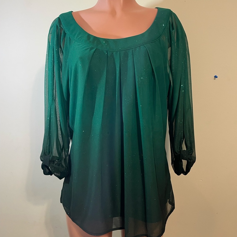 Sara Michelle Blouse Women’s Green‎ Ombré Top size X-Large